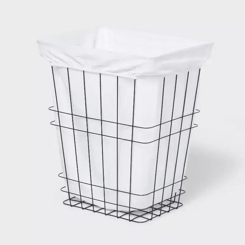 Rectangle Wire Laundry Hamper with Liner - Brightroom™: Black Metal Clothes Sorter, 7000 Volume, No Assembly Needed