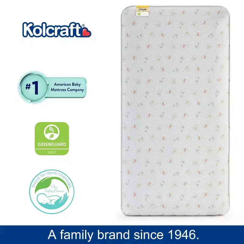 Kolcraft Sleepy Little One Crib and Toddler Mattress: Firm Feel, 5" Thickness, Waterproof Cover, Continuous Coils