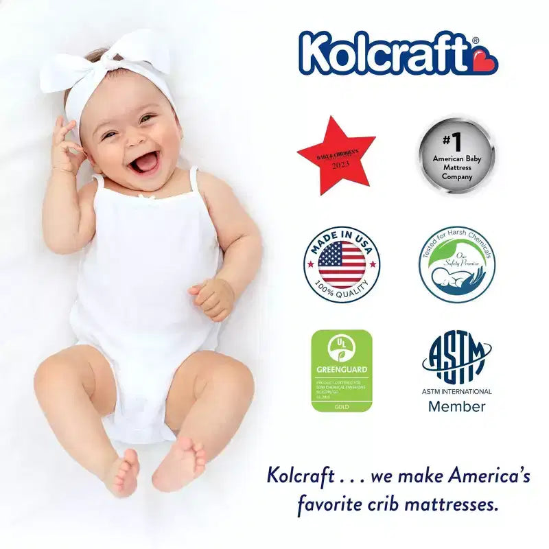 Kolcraft Sleepy Little One Crib and Toddler Mattress: Firm Feel, 5" Thickness, Waterproof Cover, Continuous Coils