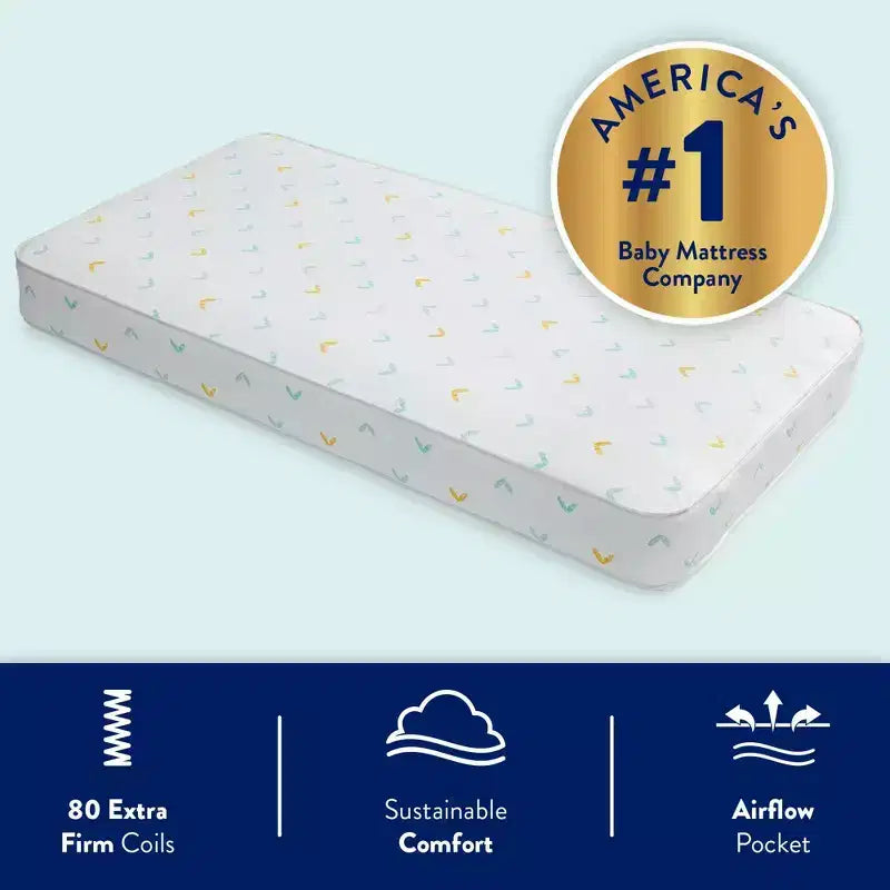 Kolcraft Sleepy Little One Crib and Toddler Mattress: Firm Feel, 5" Thickness, Waterproof Cover, Continuous Coils
