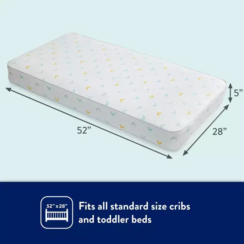 Kolcraft Sleepy Little One Crib and Toddler Mattress: Firm Feel, 5" Thickness, Waterproof Cover, Continuous Coils