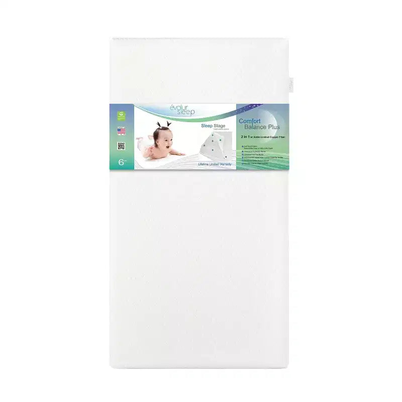 Evolur Breath Flow Plus Air Permeable Crib and Toddler Mattress: 2-Stage, Plush Feel, High-Density Foam, 6-Inch Thickness