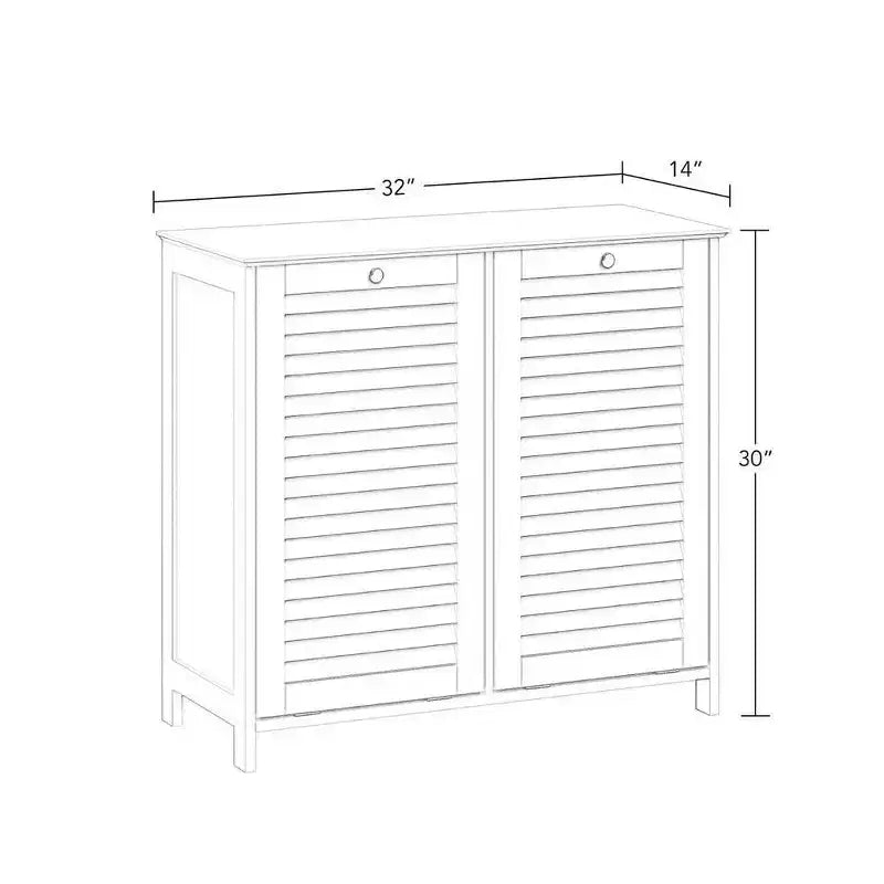 RiverRidge Ellsworth Double Tilt-Out Laundry Hamper Cabinet with Removable Cloth Storage Bag - White