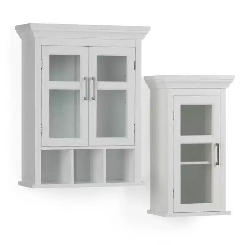 Hayes Two Door Wall Bath Cabinet with Cubbies White - WyndenHall