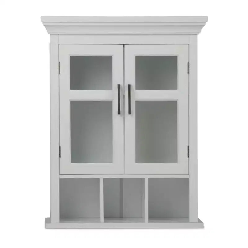 Hayes Two Door Wall Bath Cabinet with Cubbies White - WyndenHall