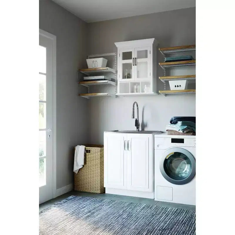 Hayes Two Door Wall Bath Cabinet with Cubbies White - WyndenHall