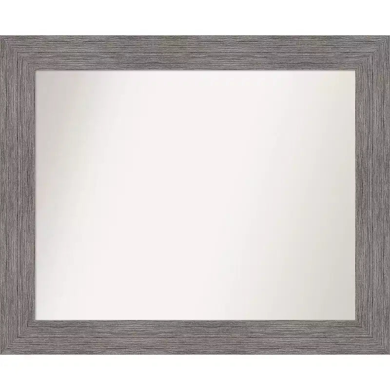 34" x 28" Non-Beveled Pinstripe Plank Gray Wall Mirror - Amanti Art: Modern Rectangle, Includes Mounting Hardware