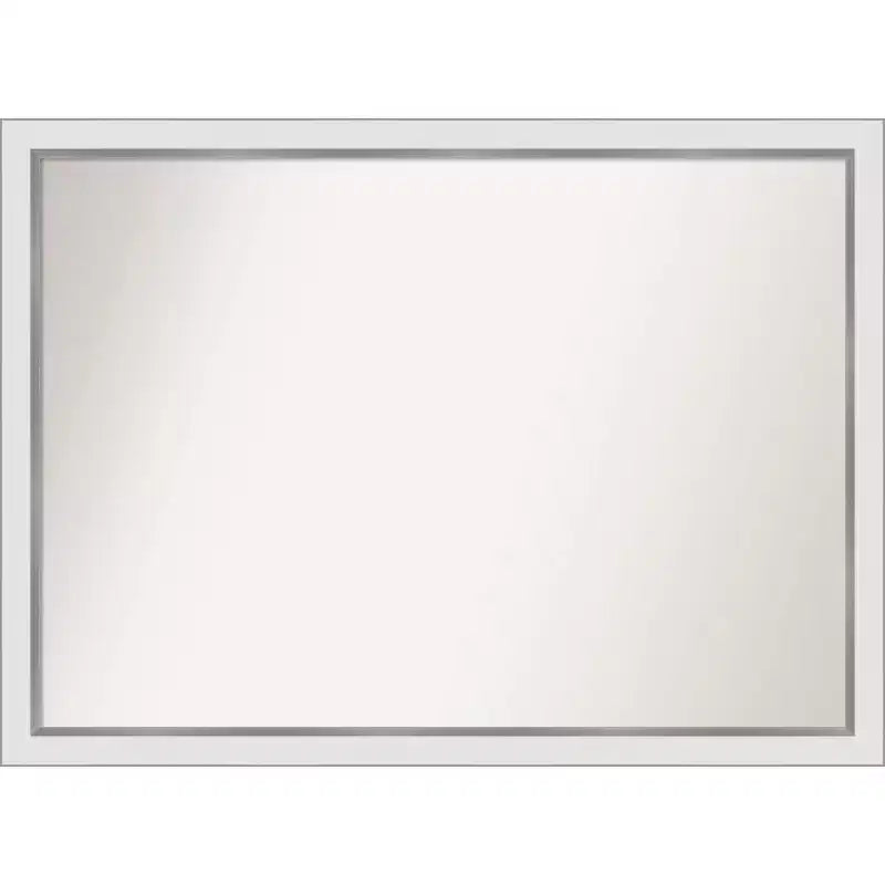 41" x 30" Non-Beveled Eva Narrow Bathroom Wall Mirror White/Silver - Amanti Art