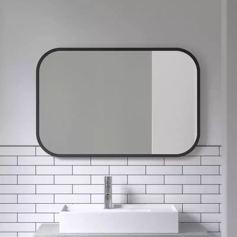 24"x 36" Hub Rectangular Wall Mirror Black - Umbra: Modern Design, No Assembly, Wall Mount