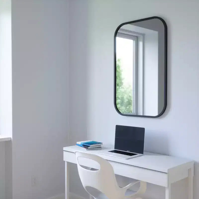 24"x 36" Hub Rectangular Wall Mirror Black - Umbra: Modern Design, No Assembly, Wall Mount