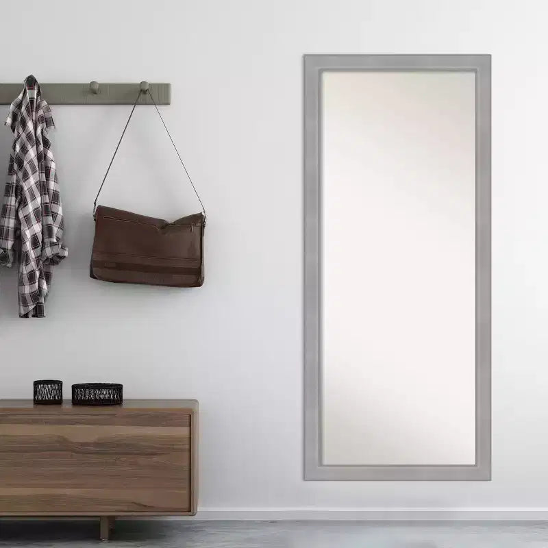 Specchio da terra a tutta lunghezza Amanti Art Vista spazzolato nickel, non smussato, 71x162 cm - Include accessori di montaggio, cornice in polistirene