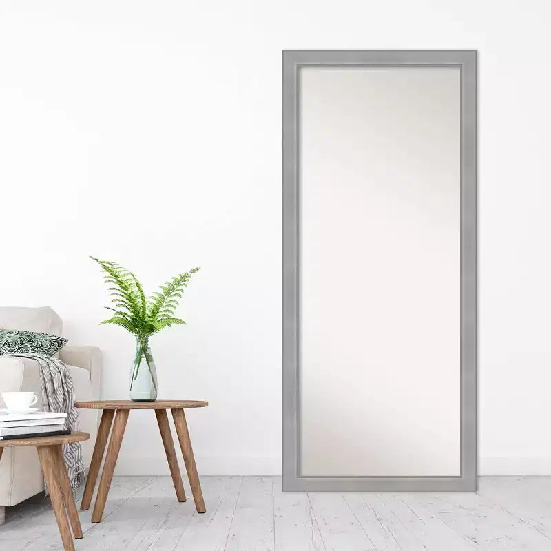 Specchio da terra a tutta lunghezza Amanti Art Vista spazzolato nickel, non smussato, 71x162 cm - Include accessori di montaggio, cornice in polistirene