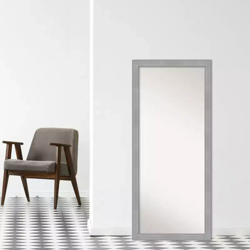 Specchio da terra a tutta lunghezza Amanti Art Vista spazzolato nickel, non smussato, 71x162 cm - Include accessori di montaggio, cornice in polistirene