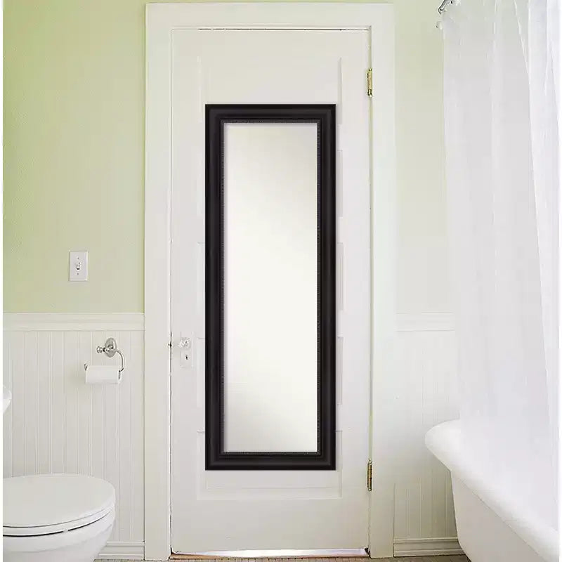 19" x 53" Astor Framed Full Length on the Door Mirror Black - Amanti Art: Polystyrene Frame, No Assembly Required