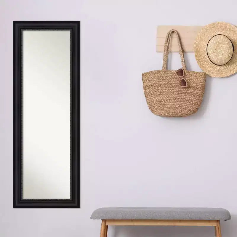 19" x 53" Astor Framed Full Length on the Door Mirror Black - Amanti Art: Polystyrene Frame, No Assembly Required