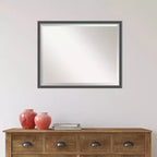 Specchio da parete per bagno sottile con cornice Eva, 76x61 cm, nero/argento - Amanti Art: Rettangolare moderno, smussato, montabile a parete