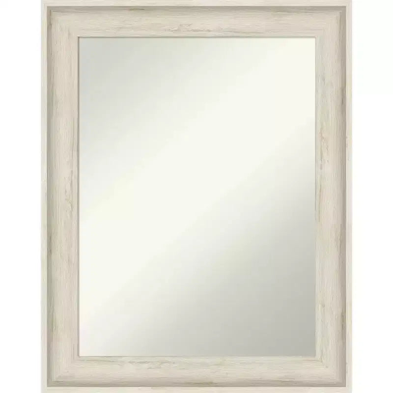 23" x 29" Non-Beveled Regal Birch Cream Wall Mirror - Amanti Art: Modern Style, Polystyrene Frame, Includes Mount Hardware