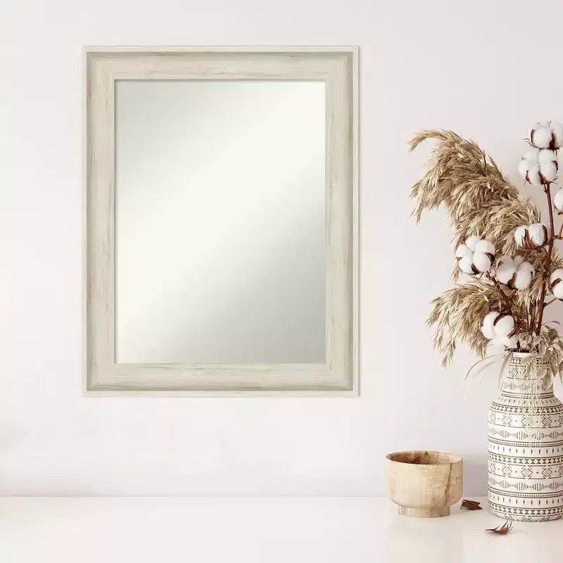 Specchio da parete Regal Birch Cream da 23" x 29" senza smussature - Amanti Art: Stile moderno, cornice in polistirene, hardware di montaggio incluso