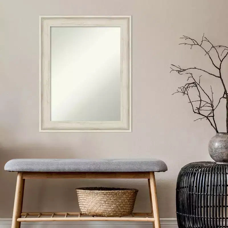 Specchio da parete Regal Birch Cream da 23" x 29" senza smussature - Amanti Art: Stile moderno, cornice in polistirene, hardware di montaggio incluso