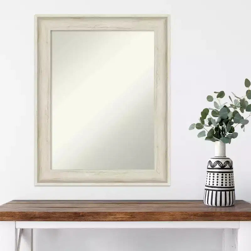 Specchio da parete Regal Birch Cream da 23" x 29" senza smussature - Amanti Art: Stile moderno, cornice in polistirene, hardware di montaggio incluso