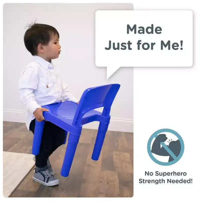 3pc 2 in 1 Square Activity Kids' Table with 2 Chairs Blue/Red - Humble Crew: Toddler Furniture for Playroom, Plastic Set