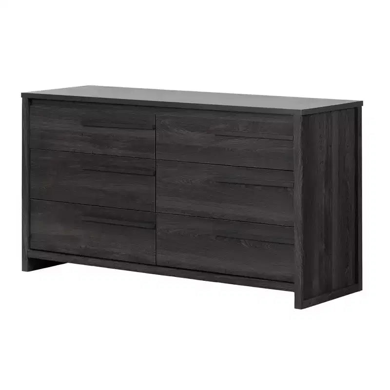 South Shore Tao 6-Drawer Double Kids' Dresser Gray Oak: Traditional Modern Bedroom Furniture, Anti-Tip Hardware