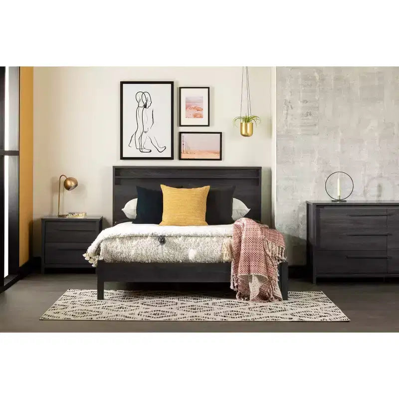 South Shore Tao 6-Drawer Double Kids' Dresser Gray Oak: Traditional Modern Bedroom Furniture, Anti-Tip Hardware
