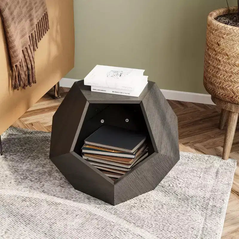 Okak Cats House Side Table for Coffee Cupboard Pet Crate Nightstand 26 Shaped MDF Multi-Purpose End Table Pet Bed Furniture