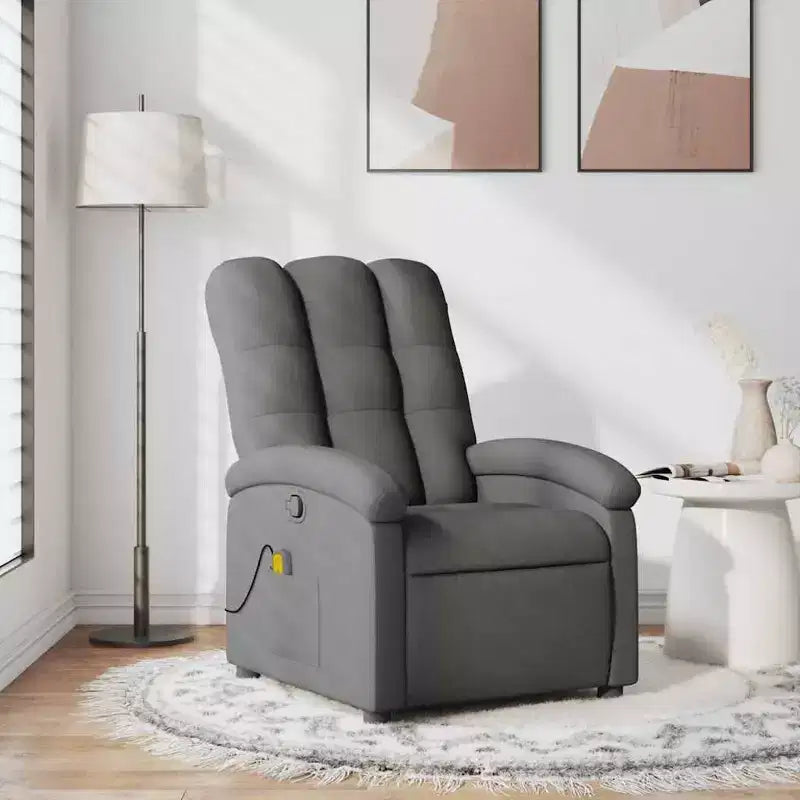 vidaXL Massage Recliner Chair, Adjustable Backrest & Footrest - Dark Gray