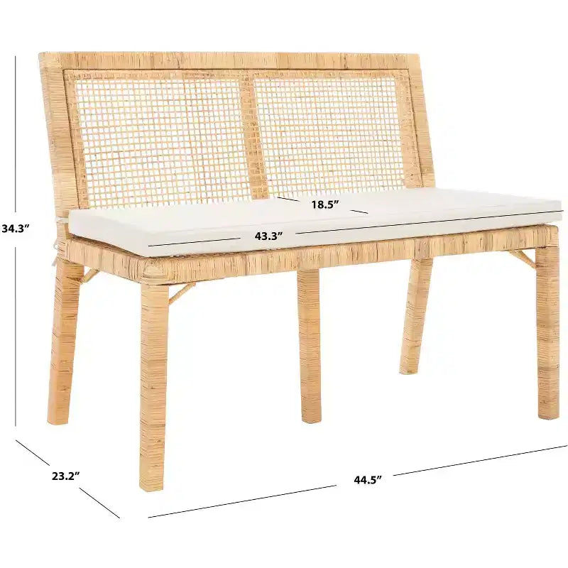 Tojo Cane Bench - SEA7040 - Natural/White - Safavieh