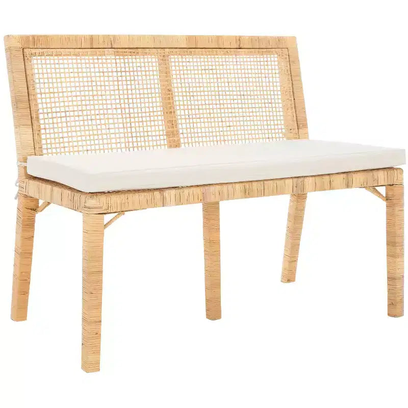 Tojo Cane Bench - SEA7040 - Natural/White - Safavieh