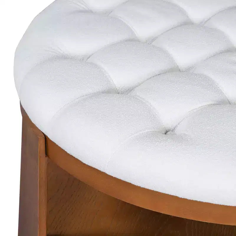 Okak Round 2-Tier Lift-Top CoffeeTable with Storage & 3 Ottoman, Mid Century Center Tables for Living Room Small Space