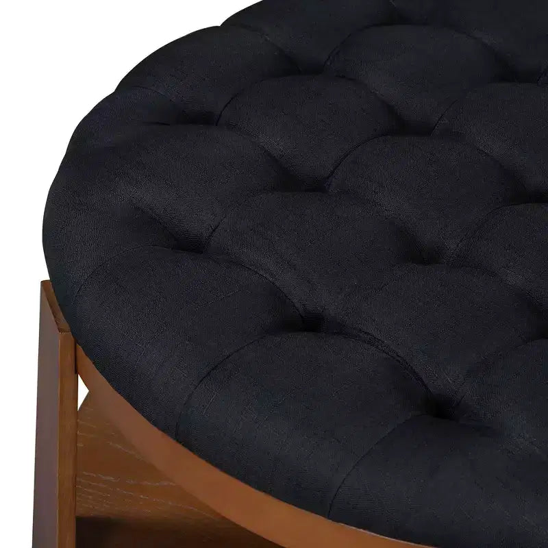 Okak Round 2-Tier Lift-Top CoffeeTable with Storage & 3 Ottoman, Mid Century Center Tables for Living Room Small Space