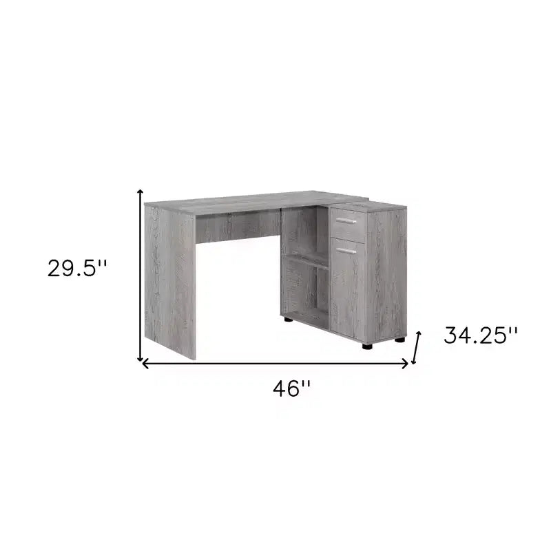HomeRoots 46 Gray Wood L Shape Computer Desk
