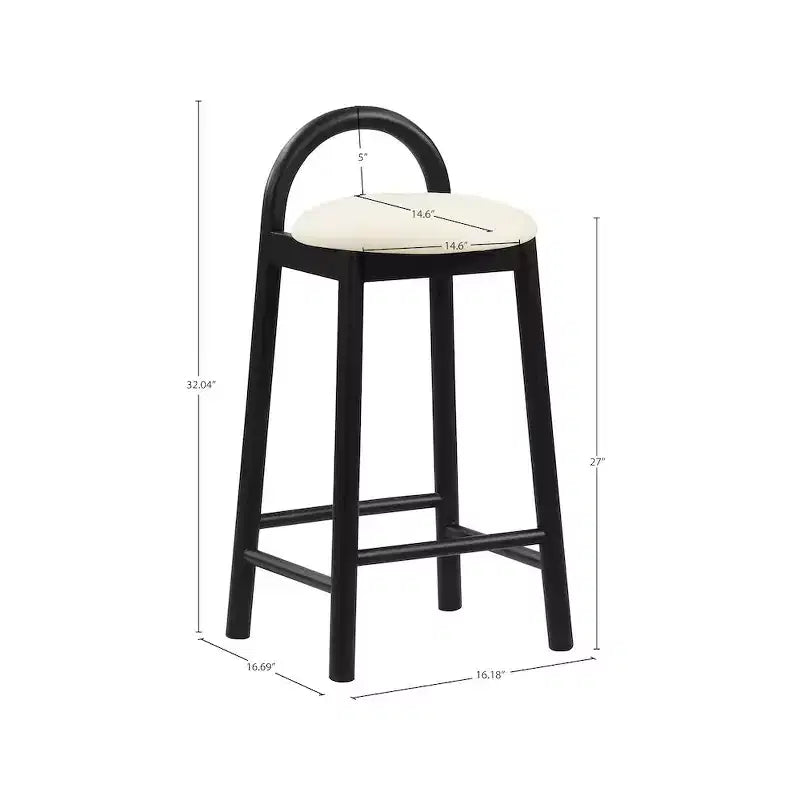 Meridian Furniture,Calvin Cream Vegan Leather Stool