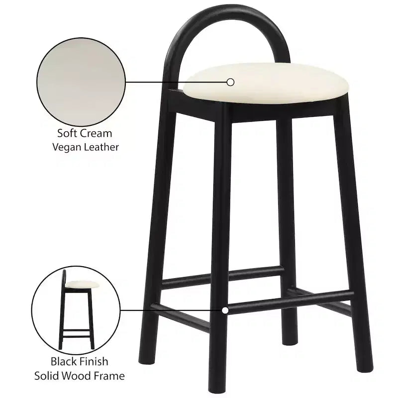 Meridian Furniture,Calvin Cream Vegan Leather Stool