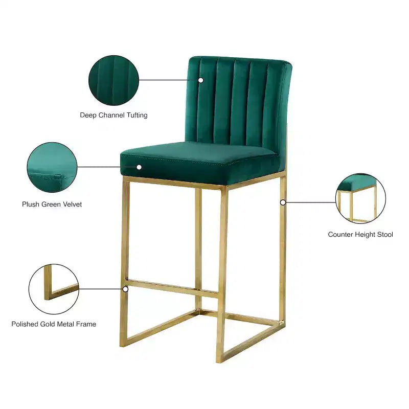 Meridian Furniture,Giselle Green Velvet Stool
