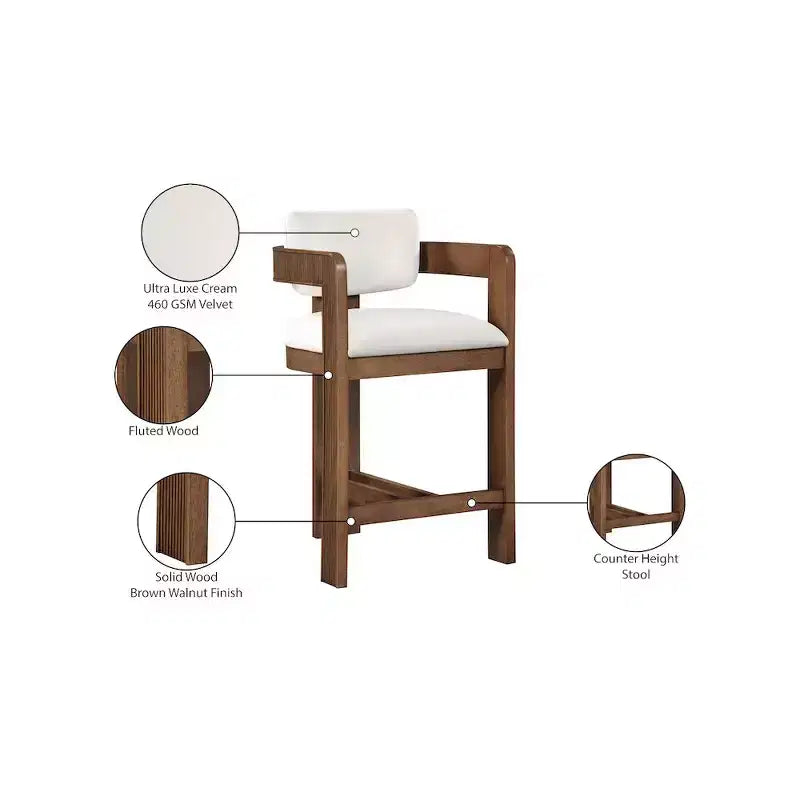 Meridian Furniture,Sacha Cream Velvet Stool