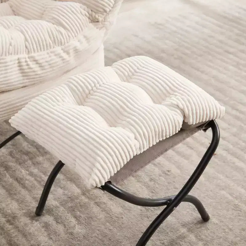 Zeus & Ruta Modern Upholstered Lounge Chair with Armrests, Side Pocket & Matching Ottoman