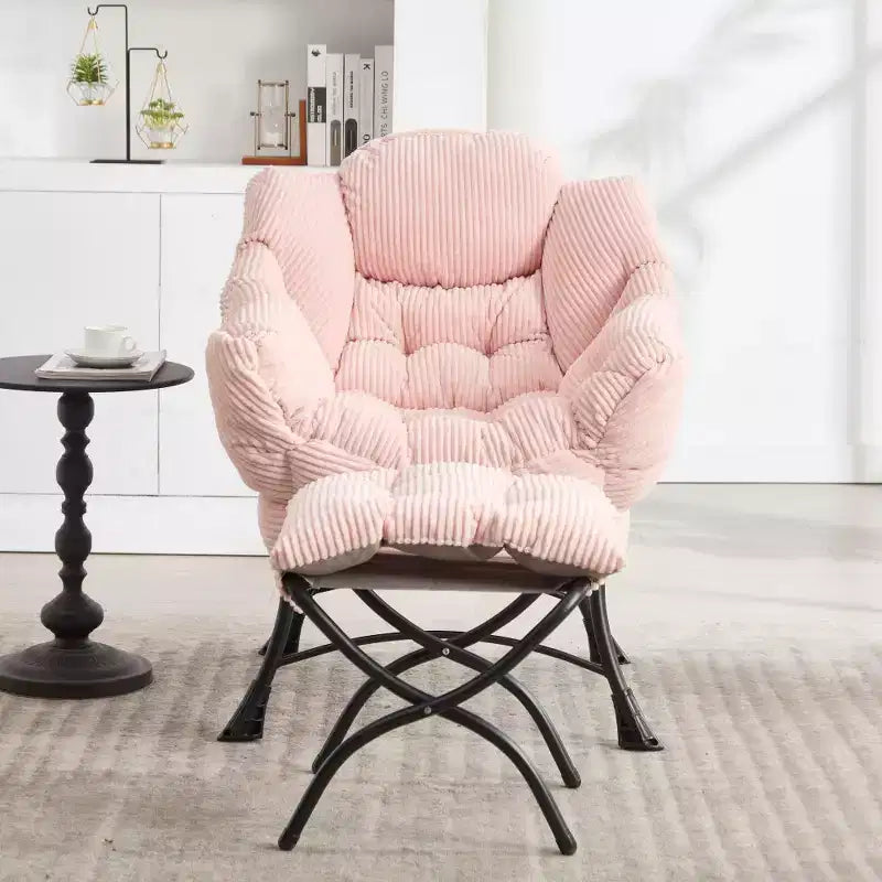 Zeus & Ruta Modern Upholstered Lounge Chair with Armrests, Side Pocket & Matching Ottoman