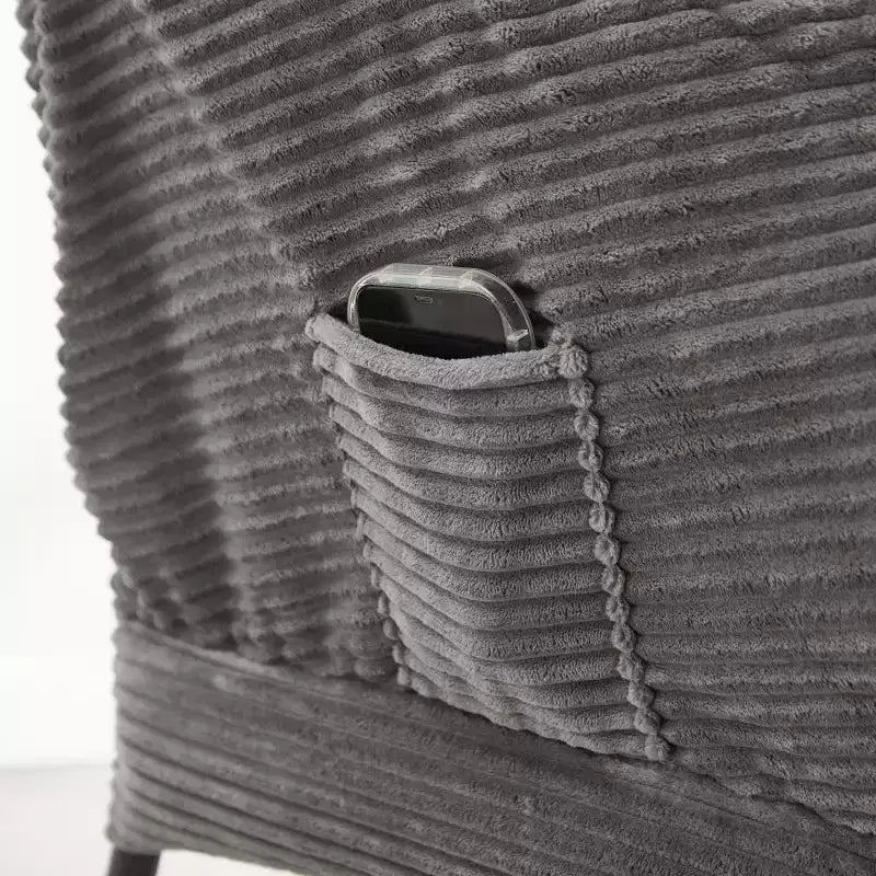 Zeus & Ruta Modern Upholstered Lounge Chair with Armrests, Side Pocket & Matching Ottoman