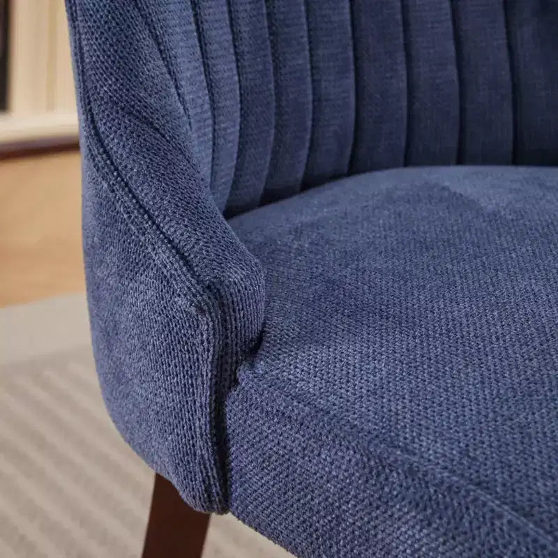 Okak Flocking Linen Dining Chairs Set of 2, Modern Kitchen Chairs with Comfy Fabric Upholstered, Accent Chairs with Curved Solid Wood Legs