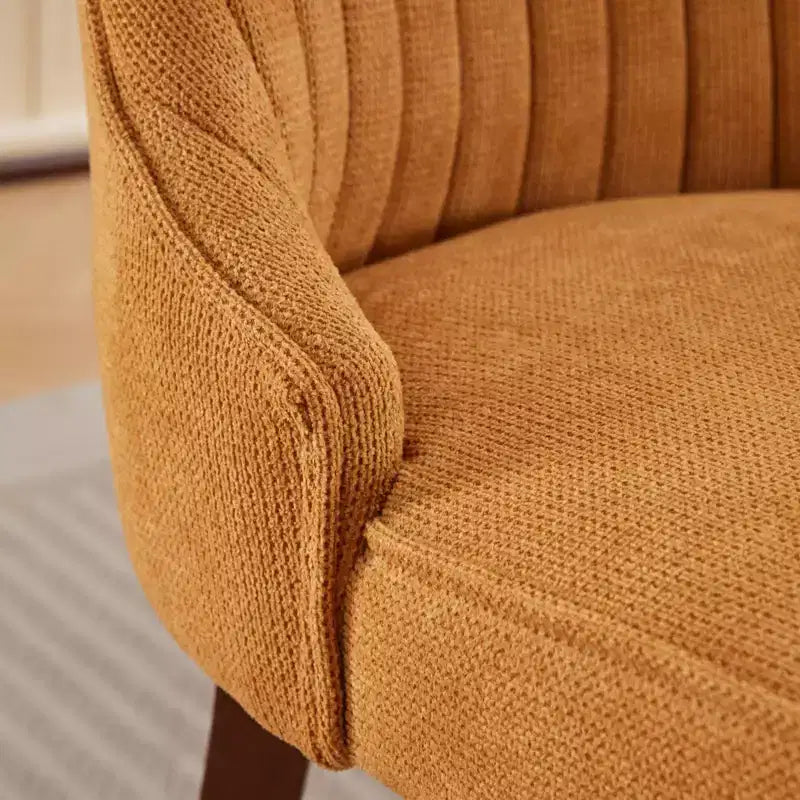 Okak Flocking Linen Dining Chairs Set of 2, Modern Kitchen Chairs with Comfy Fabric Upholstered, Accent Chairs with Curved Solid Wood Legs