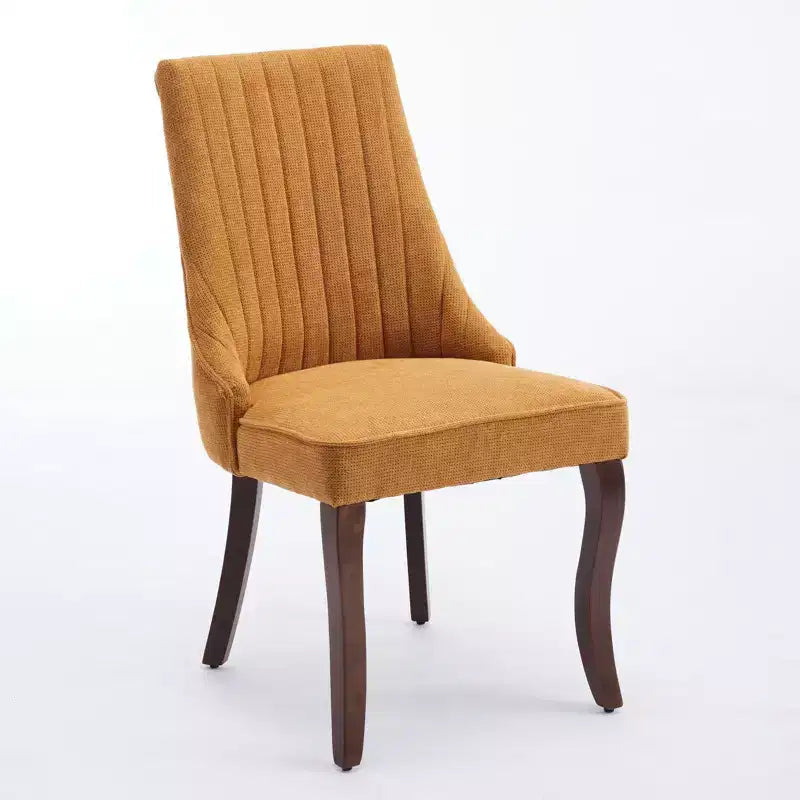 Okak Flocking Linen Dining Chairs Set of 2, Modern Kitchen Chairs with Comfy Fabric Upholstered, Accent Chairs with Curved Solid Wood Legs