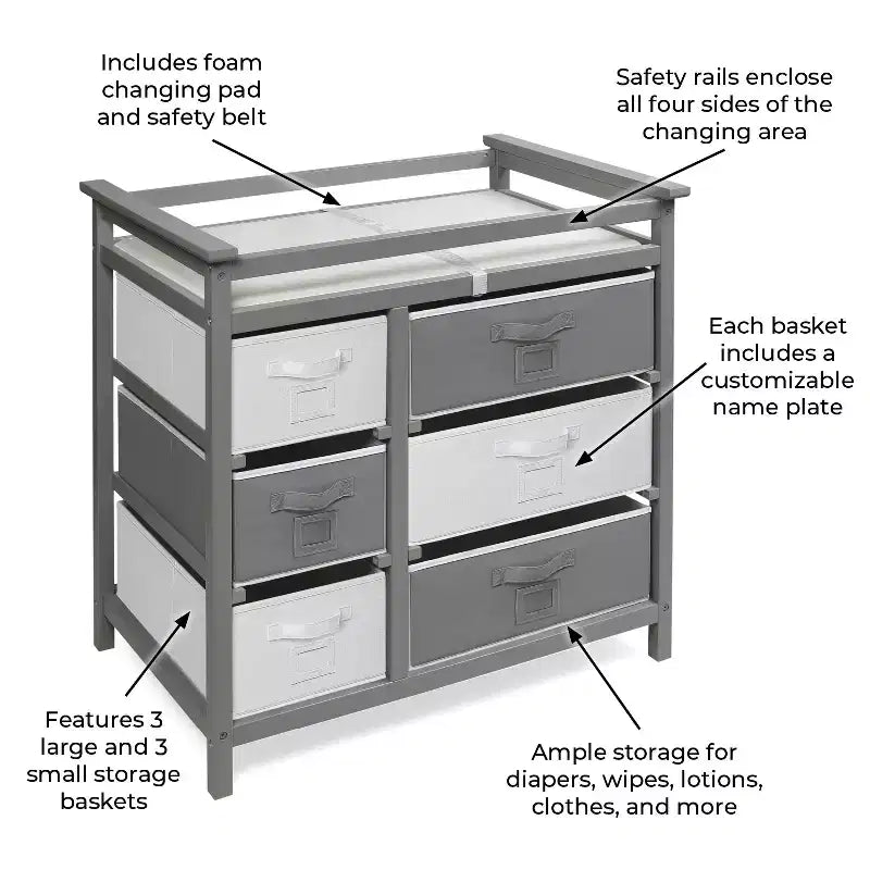 Modern Baby Changing Table with Six Baskets