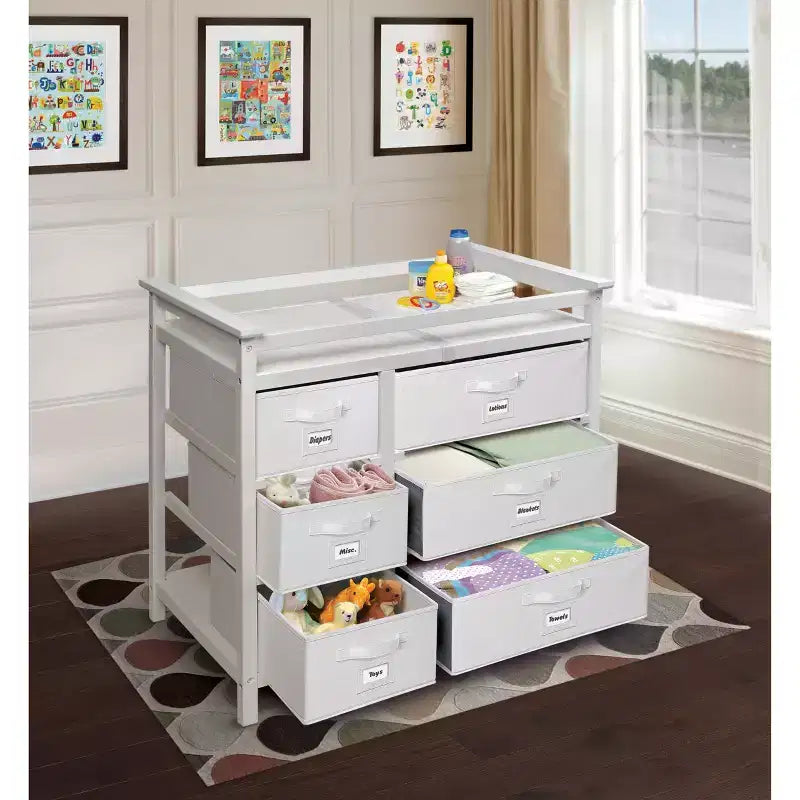 Modern Baby Changing Table with Six Baskets