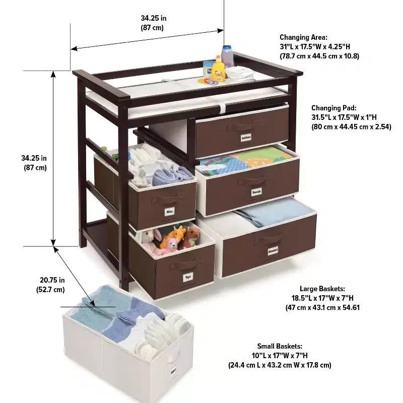 Modern Baby Changing Table with Six Baskets