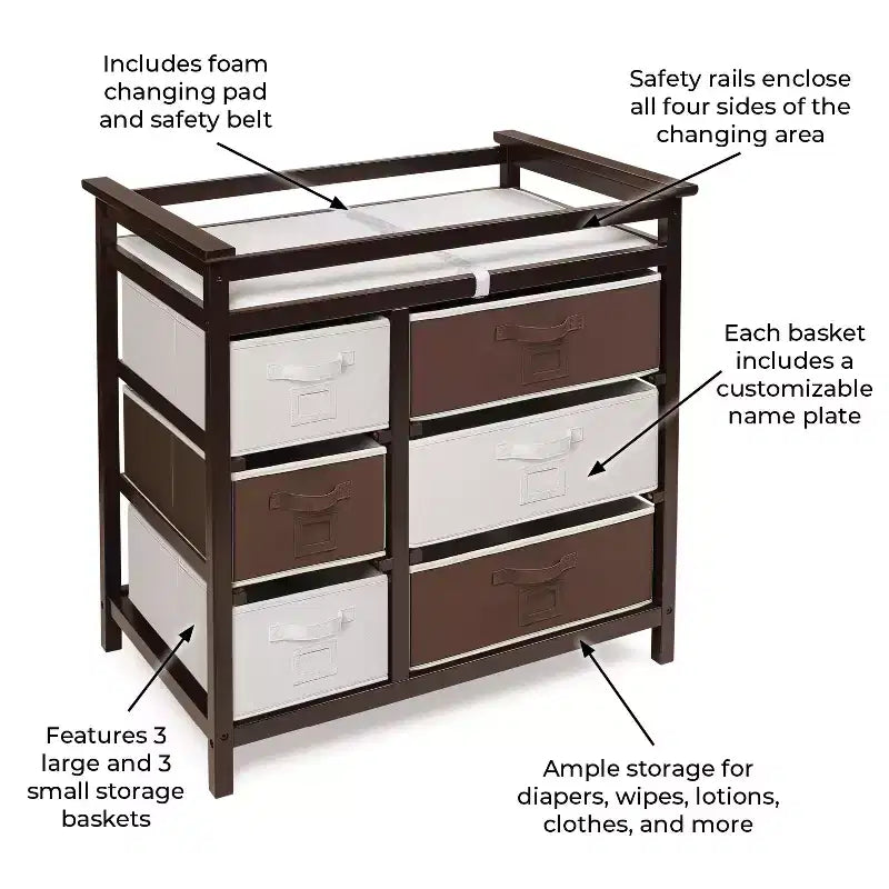 Modern Baby Changing Table with Six Baskets