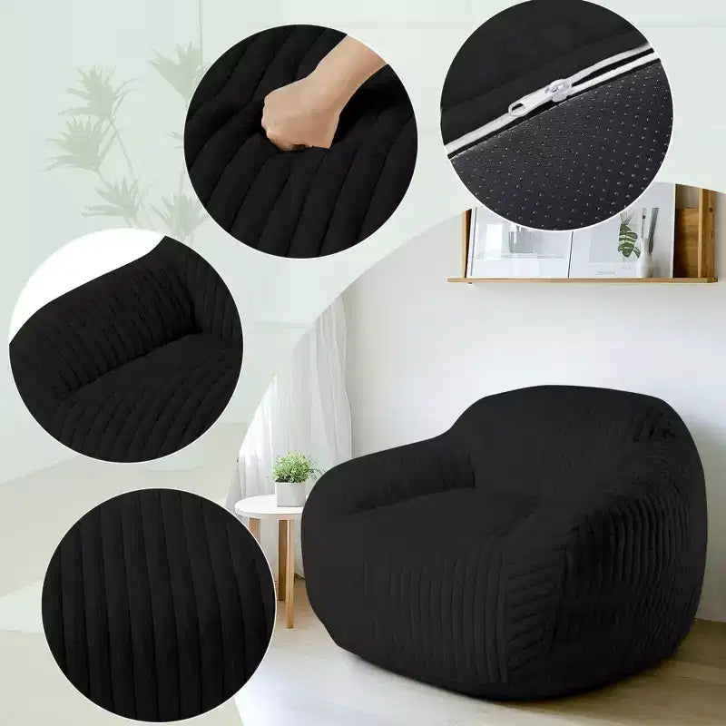 LIKEPAY Oversize Faux Rabbit Fur Single Bean Bag Sofa with Arms for Living Room, Bedroom, Gaming room