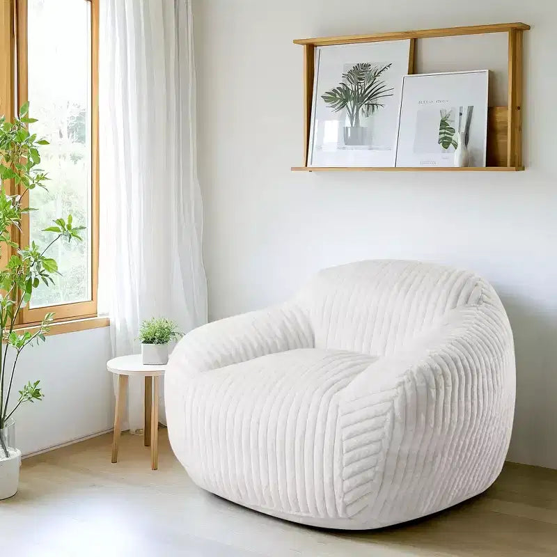 LIKEPAY Oversize Faux Rabbit Fur Single Bean Bag Sofa with Arms for Living Room, Bedroom, Gaming room